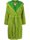 Bottega Veneta Intreccio Jacquard Cotton Terry Bathrobe In Grün
