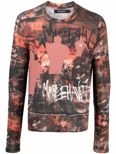 Misbhv Fight Club Graphic-print Sweatshirt In Rot