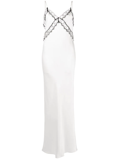 Kiki De Montparnasse Lace-insert Slip Dress In Weiss