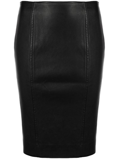 Kiki De Montparnasse Leather Corset Pencil Skirt In Black