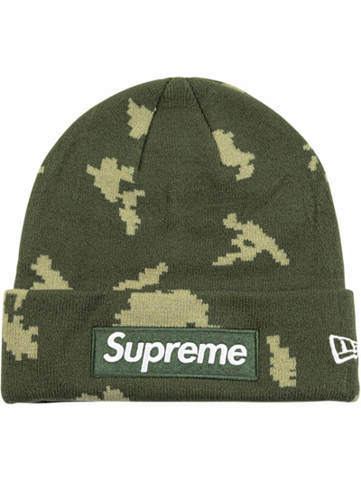 Supreme X New Era Box Logo Beanie In Grün