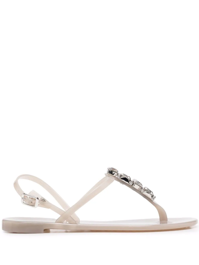 Casadei Crystal-embellished Jelly Sandals In Grau