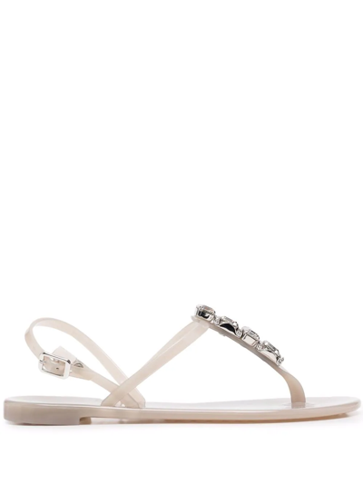 Casadei Crystal-embellished Jelly Sandals In Grey