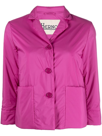 Herno Single-breasted Cropped Jacket In Rosa