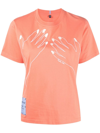 Mcq By Alexander Mcqueen Mcq Striae Cotton T-shirt With Hands Embroidery In Coral