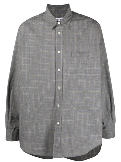 Kenzo Check-print Long-sleeve Shirt In Schwarz