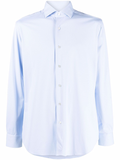 Xacus Long-sleeved Fitted Shirt In Blu