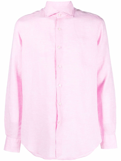 Xacus Long-sleeved Linen Shirt In Pink