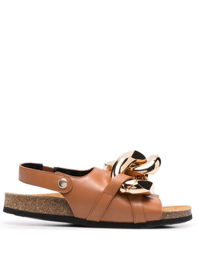 Jw Anderson J.w. Anderson  Chain Flat Sandals Shoes In Brown