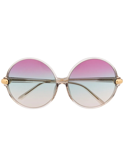 Linda Farrow Gradient Round-frame Sunglasses In Weiss