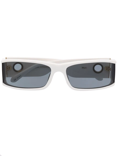 Linda Farrow Mya Rectangle-frame Sunglasses In White