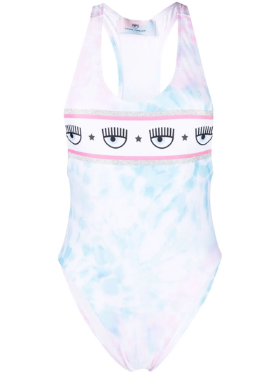 Chiara Ferragni Tie-dye Racer-back One-piece In White