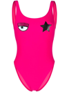 Chiara Ferragni Eye Star Bikini One Piece Swimsuit In Fuchsia