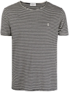 SAINT LAURENT LOGO-EMBROIDERED STRIPED T-SHIRT