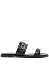 CALVIN KLEIN SLIP-ON LEATHER SANDALS