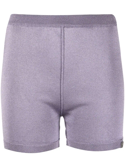 Alyx Logo-plaque Knitted Shorts In Violett