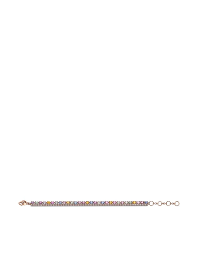 Pre-owned Pragnell 18kt Rose Gold Rainbow Sapphire And Diamond Bracelet In Pink