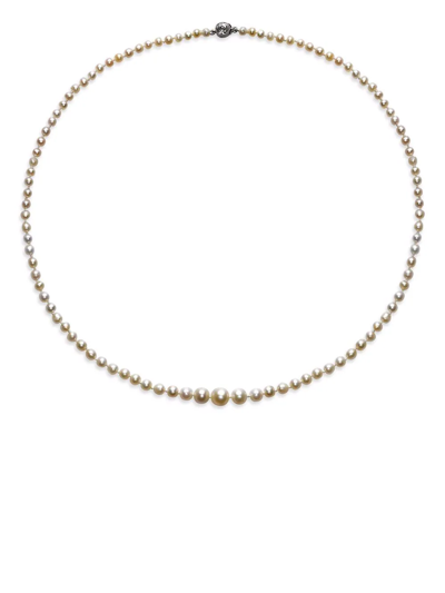 Pre-owned Pragnell Vintage 18kt Yellow Gold And Platinum Victorian Natural Pearl Necklace