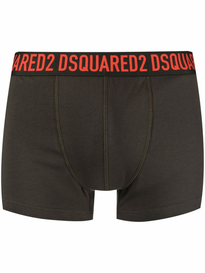 Dsquared2 Logo-waistband Boxer Twin-pack In Green