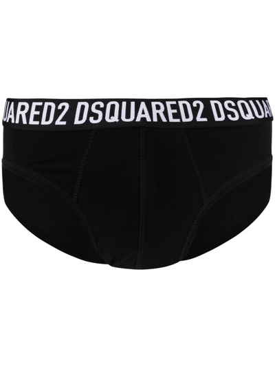 Dsquared2 Logo-waistband Briefs In Black