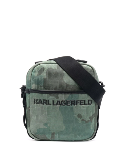 Karl Lagerfeld Otto Camouflage-print Cross-body Bag In Green