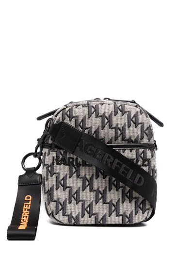 Karl Lagerfeld Otto Jacquard-logo Crossbody Bag In Neutrals