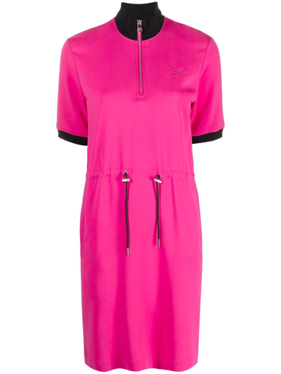 Karl Lagerfeld Toggle-fastening Short-sleeve Dress In Pink