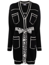 Karl Lagerfeld Cotton And Wool Blend Long Cardigan In Black