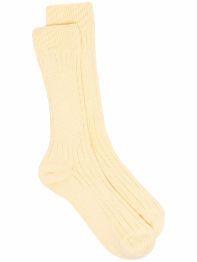 Jil Sander Ribbed-knit Ankle Socks In Yellow