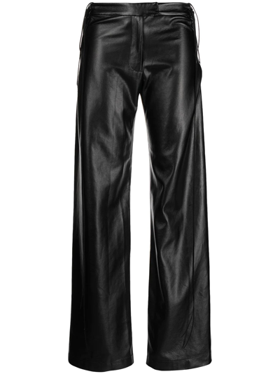 Aya Muse Vortico Low-rise Wide-leg Faux Leather Trousers In Black