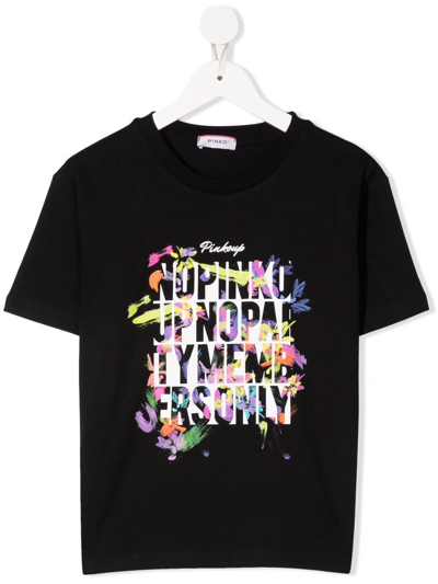 Pinko Teen Slogan-print T-shirt In Black