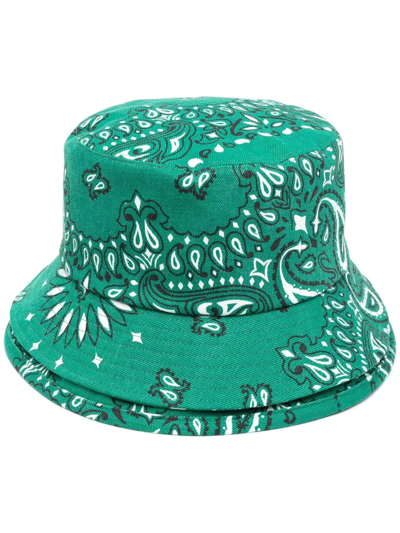 Sacai Bandana-print Bucket Hat In Green