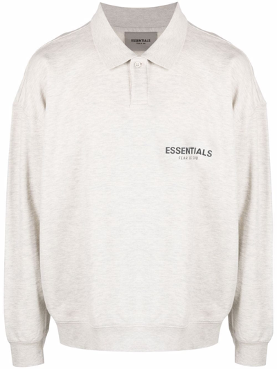Essentials Logo-print Sweat Jacket In Neutrals