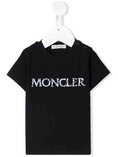 Moncler Babies' Logo-print Cotton T-shirt In Blue