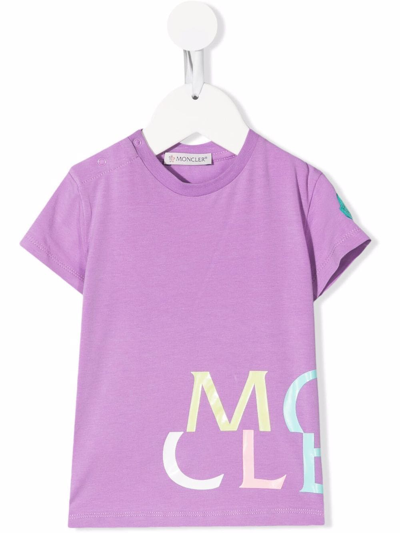 Moncler Logo-print Short Sleeved T-shirt In Purple