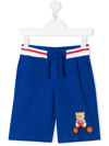 Moschino Kids' Toy Logo Cotton Sweat Shorts In Royal Blue