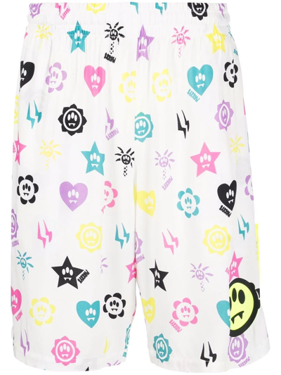 Barrow Graphic-print Pull-on Shorts In White