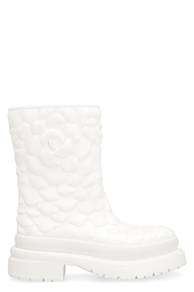 Valentino Garavani Atelier Shoes 03 Rose Edition Rubber Ankle Boot 50mm In Ivory