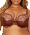 Curvy Couture Tulip Lace Bra In Chocolate