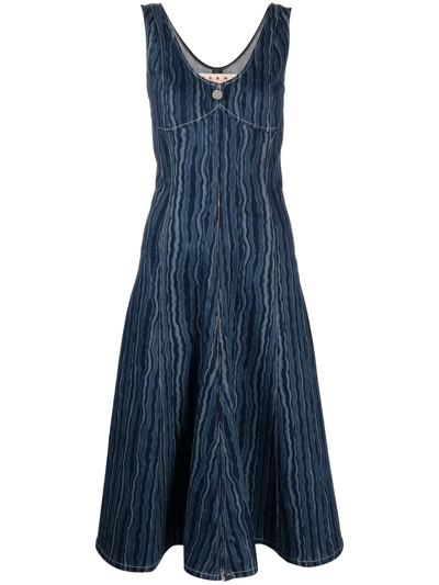 Marni Sleeveless Denim Dress In Mid Denim