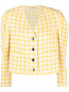 Miu Miu Houndstooth-print Tweed Jacket In Gelb