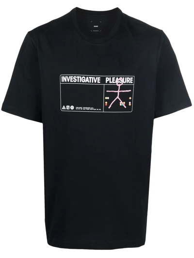 Oamc Investigative Pleasure Print T-shirt In Schwarz