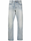 Saint Laurent Stonewashed Straight-cut Jeans In Blau