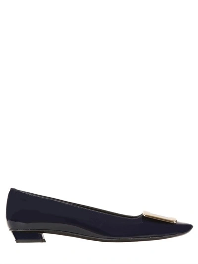 Roger Vivier 25mm Belle Vivier Patent Leather Pumps, Black In Navy