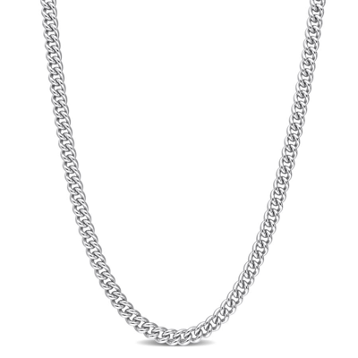 Amour 4.4 Mm Curb Link Chain Necklace In Sterling Silver In White