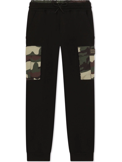 Dolce & Gabbana Kids' Camouflage-print Track Trousers In Black