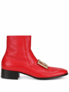 DOLCE & GABBANA DG-BUCKLE LEATHER ANKLE BOOTS