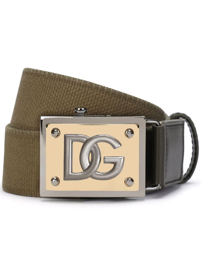 Dolce & Gabbana Logo-plaque Belt In Green