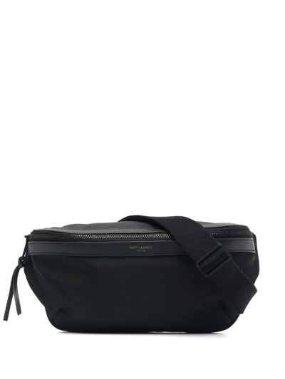 Saint Laurent Leather-trimmed Nylon Belt Bag In Black
