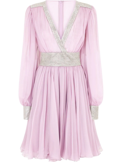 Dolce & Gabbana V-neck Long-sleeve Dress In Purple